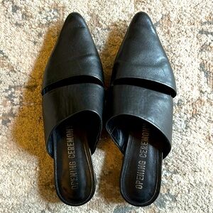 Opening Ceremony Black Leather Minimalist Mules Sz 38